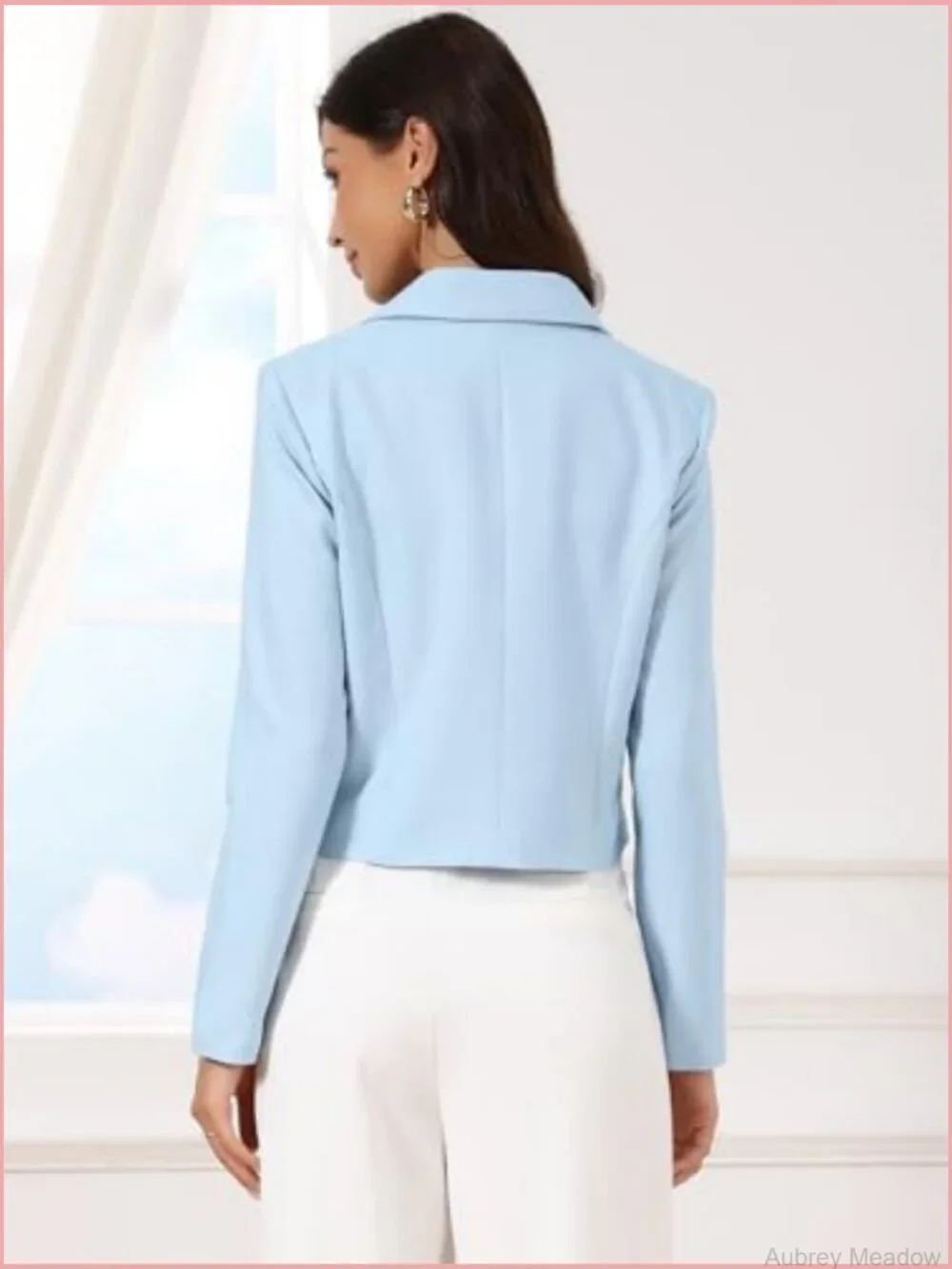 Cropped Blazer Notched Collar Long Sleeve Suit Jacket Business Casual Blazers